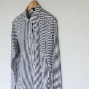 Ann Taylor Navy striped collared shirt